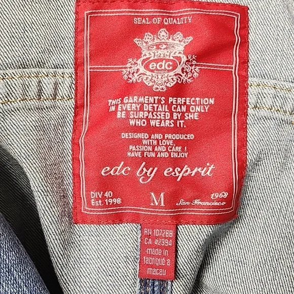 EDC by Esprit - Vintage Denim Vest. Jeans Jacket. Size Medium Women. - Picture 6 of 6